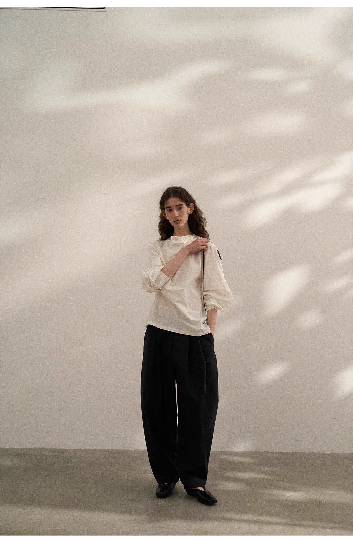 Sculptural Blouse in White or Grey Blue