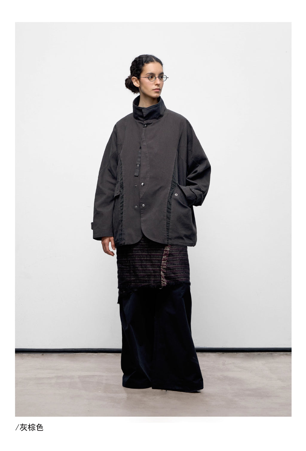 Stand Collar Washed Panel Cleanfit Casual Jacket