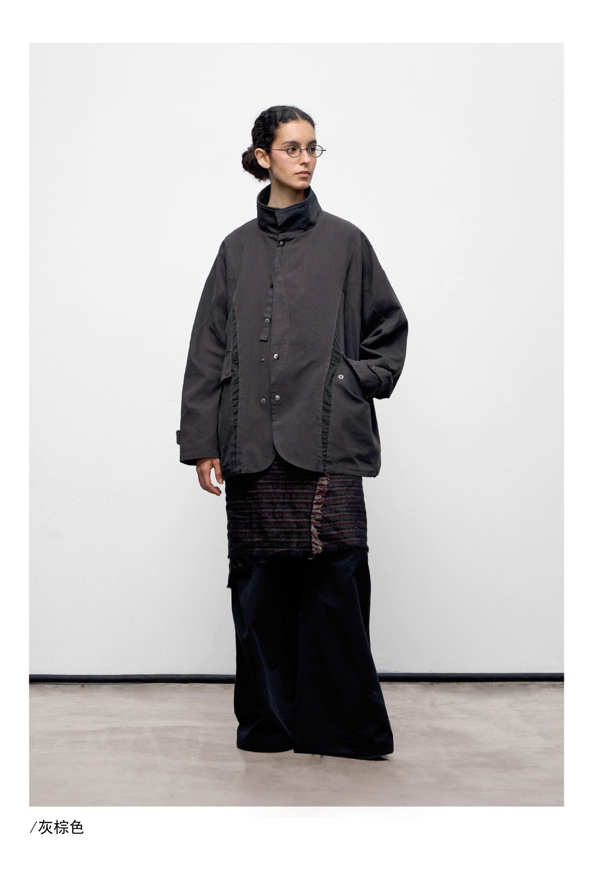 Stand Collar Washed Panel Cleanfit Casual Jacket