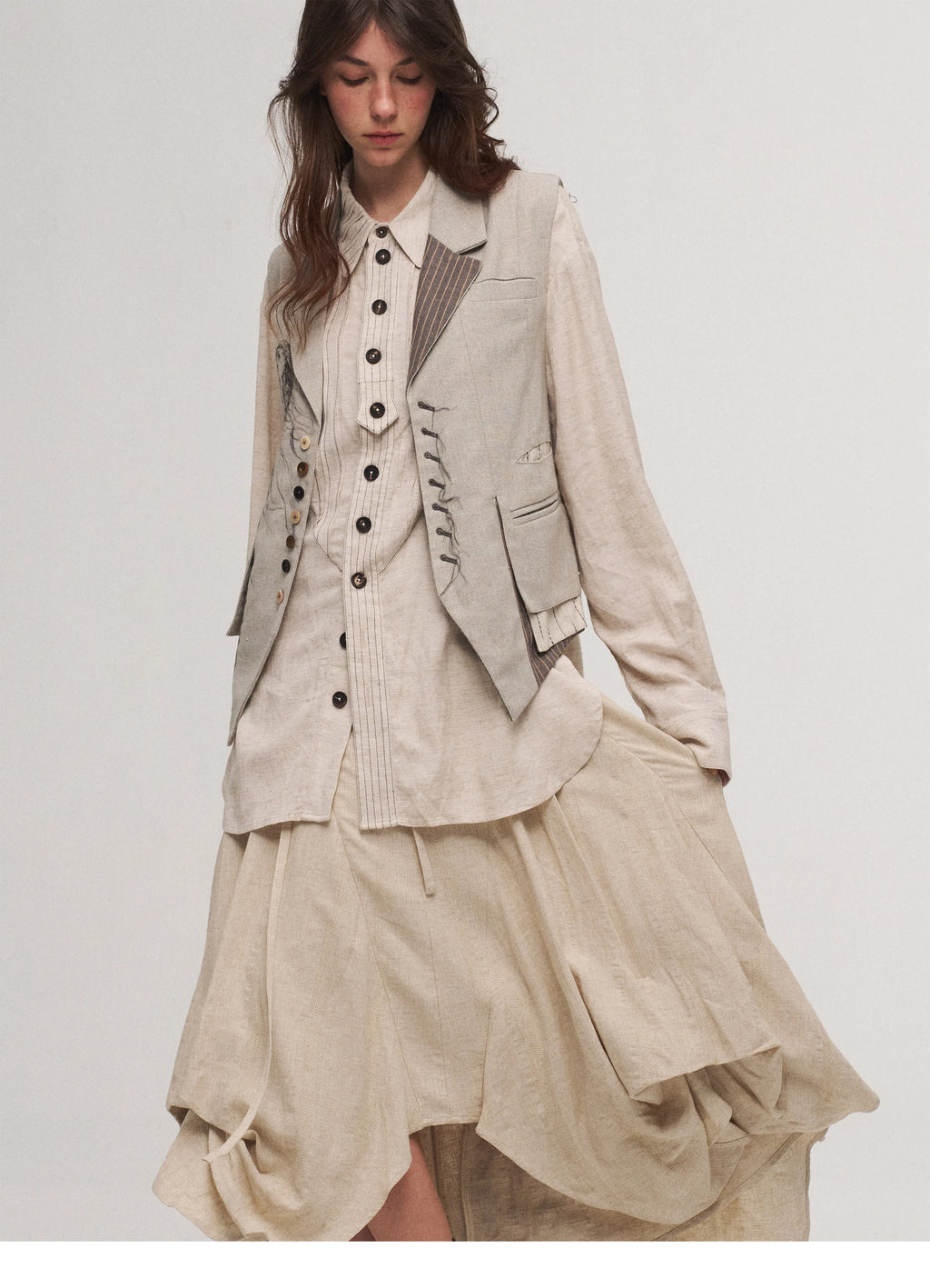 Dune Cascade Linen Skirt