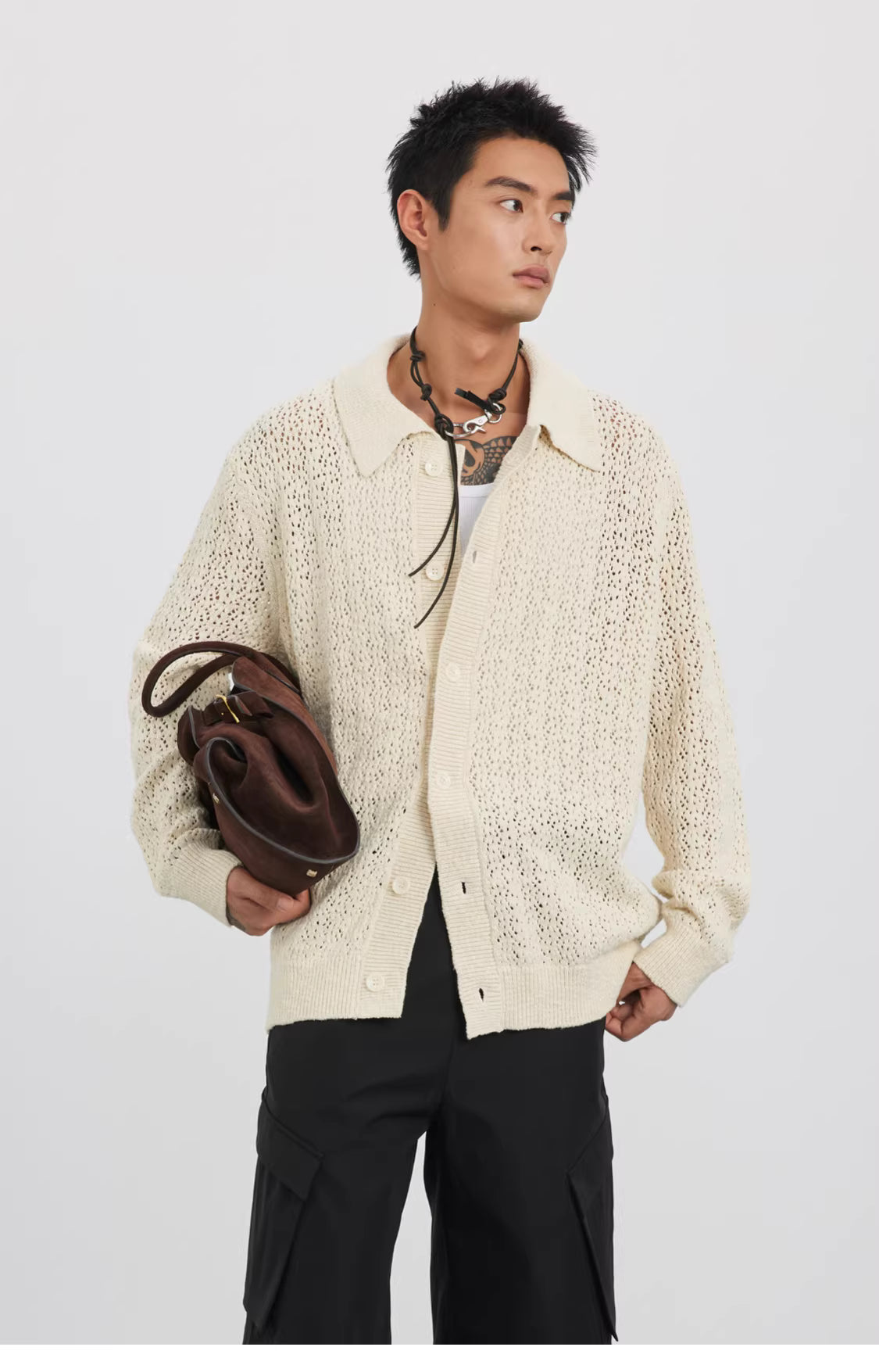 Raschel Matrix Knit Transitional Cardigan