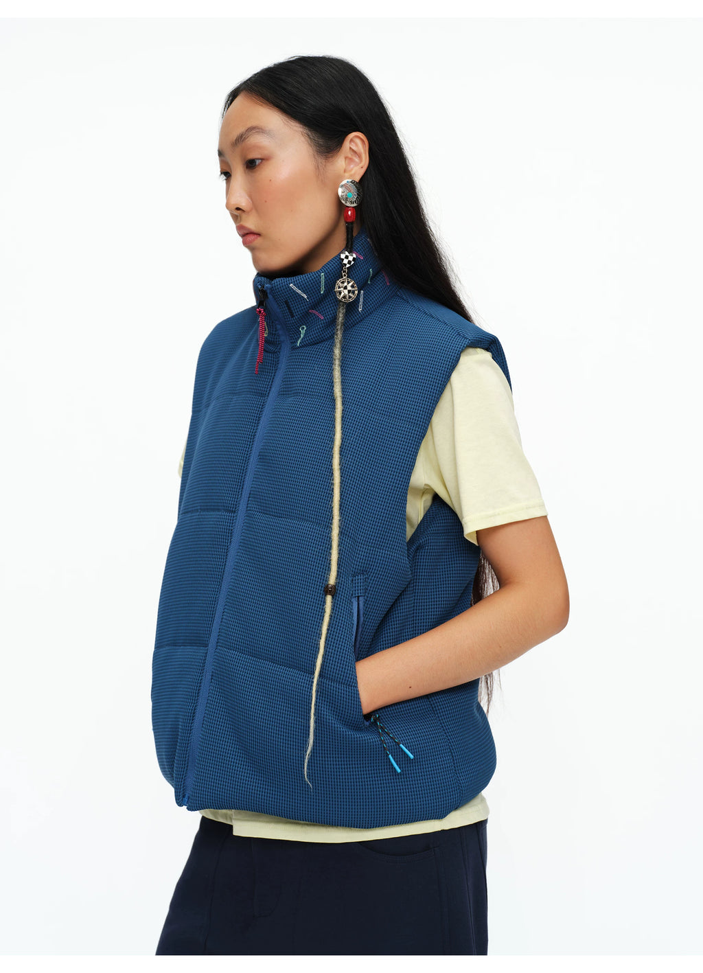 Scatter Stitch Waffle Vest in Prussian Blue