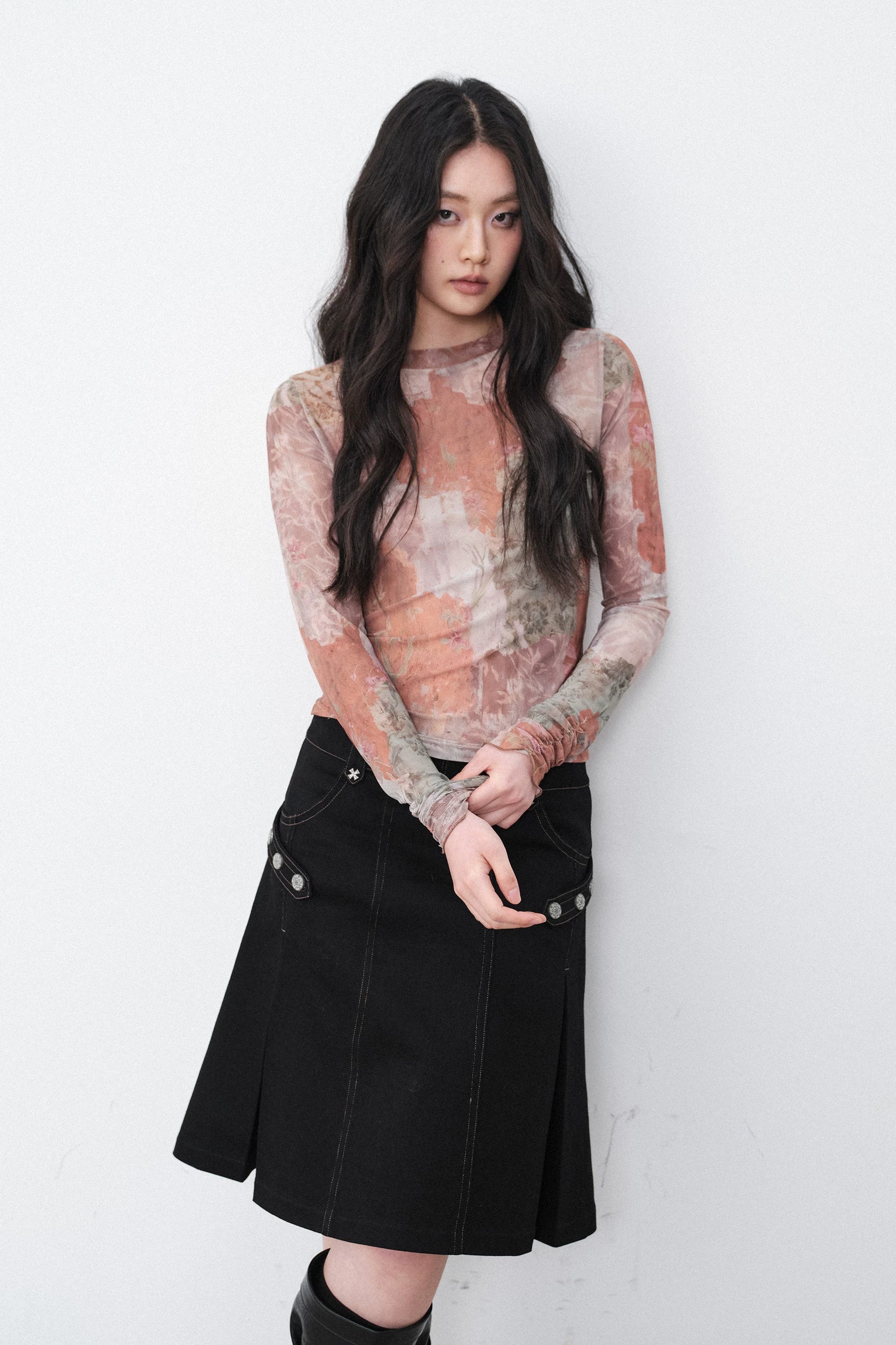 New Romantics Mesh Long Sleeve Top
