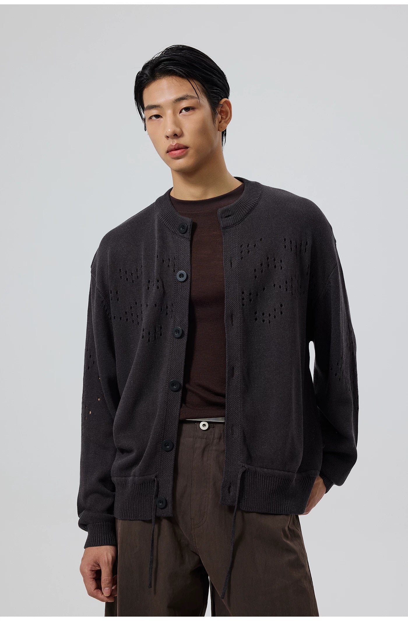 Perforated Knit Cardigan