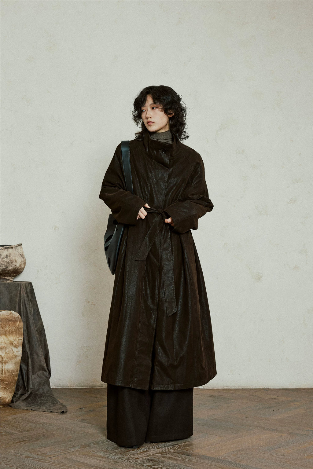 Nomad Matte Leather Trench Coat