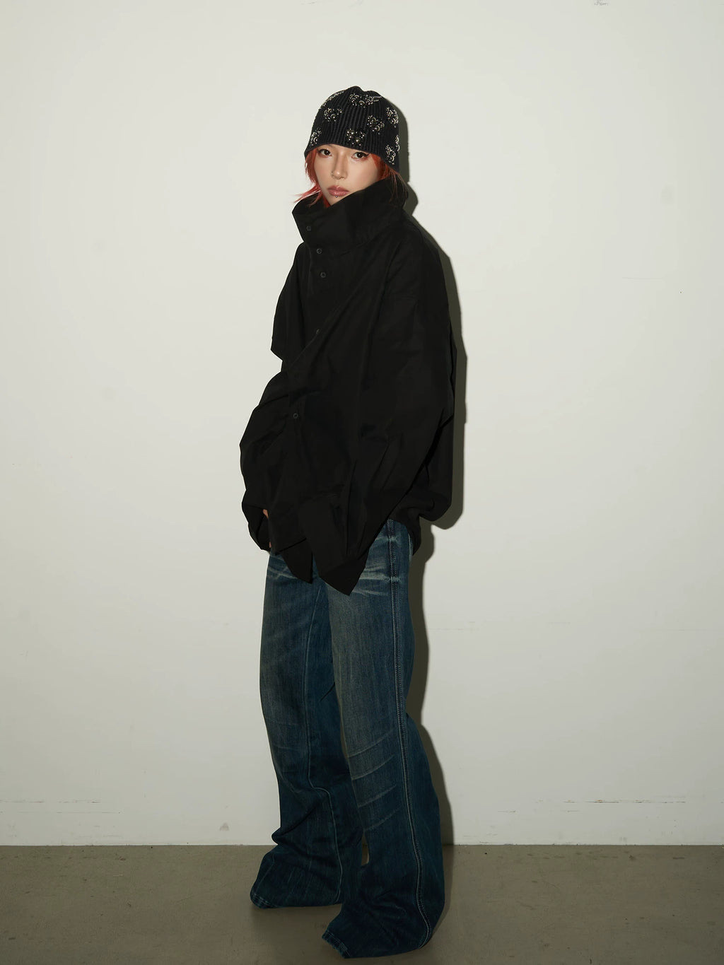 Stand Collar Oversized Shirt