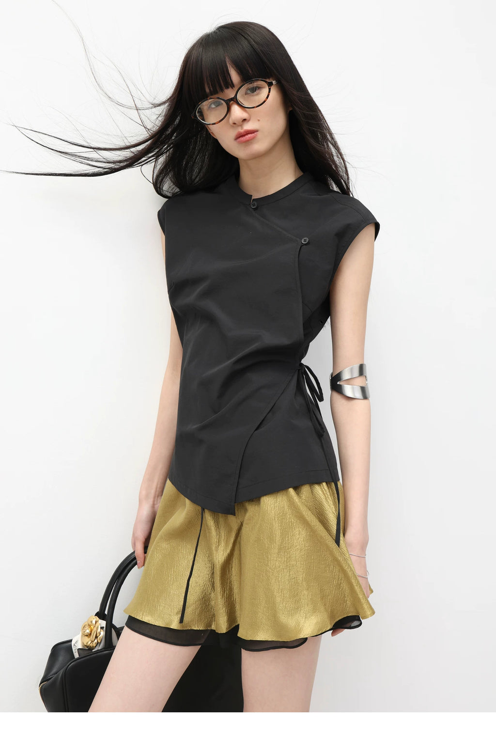 Asymmetric Wrap Sleeveless Top