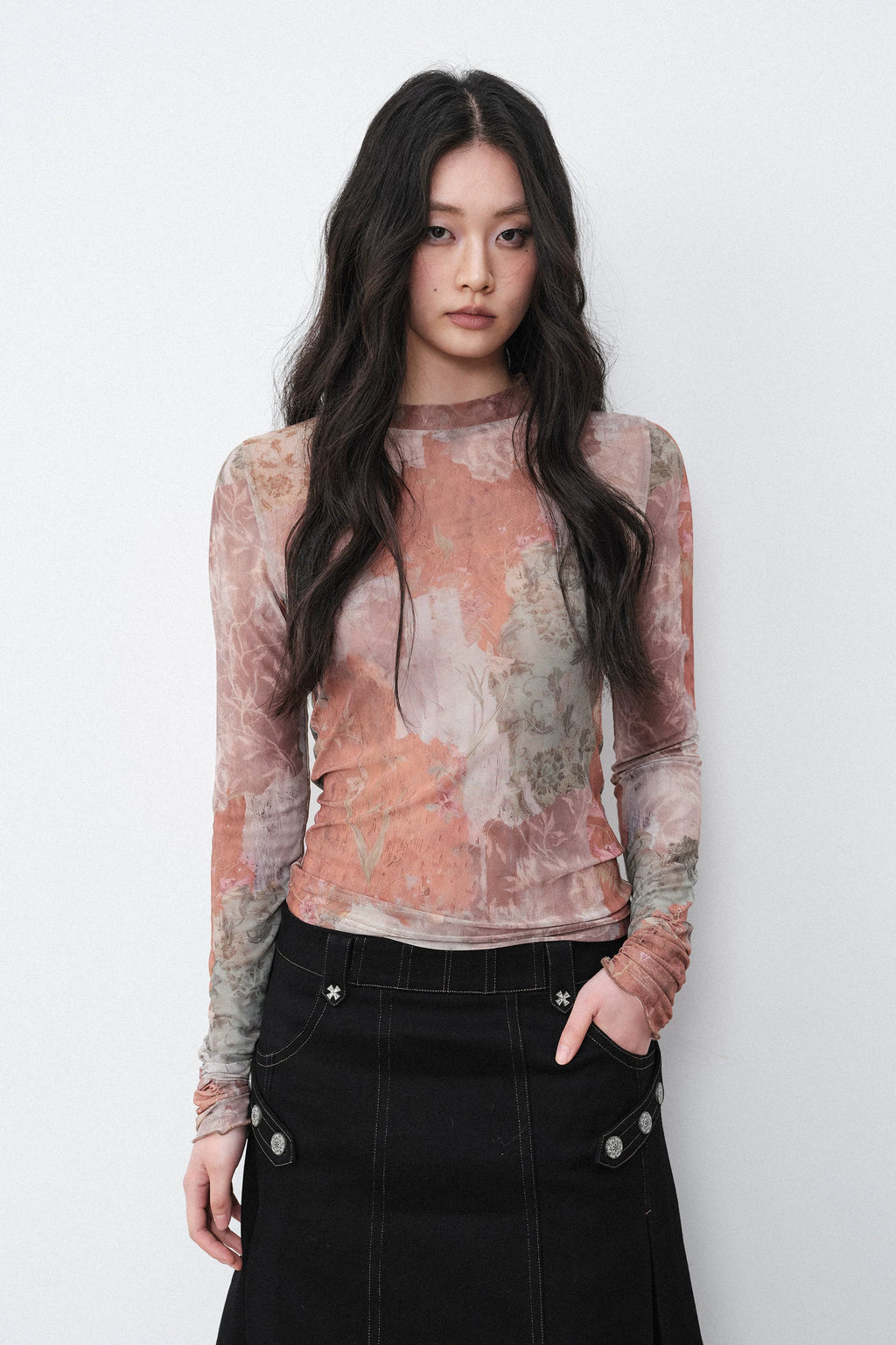 New Romantics Mesh Long Sleeve Top