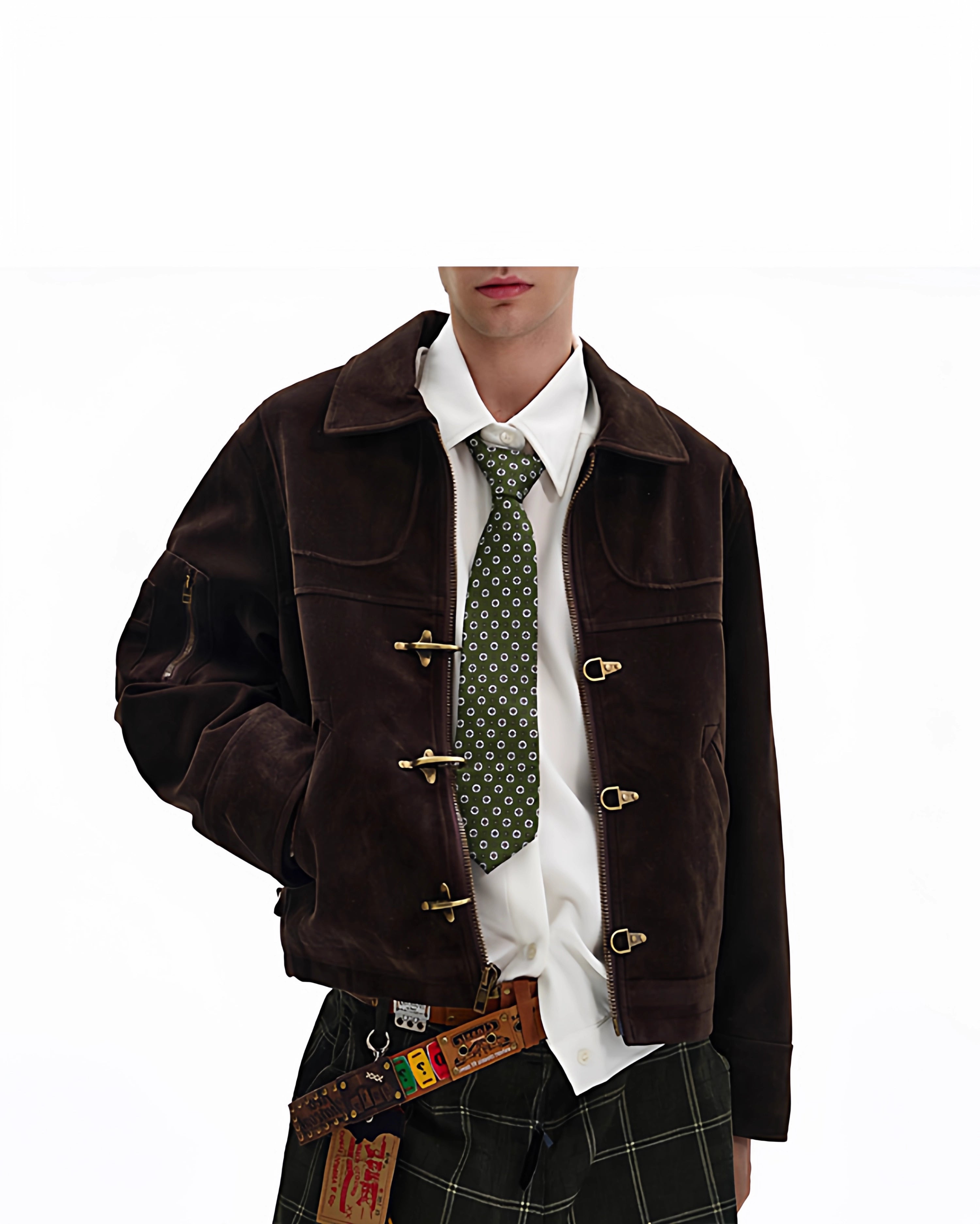 Croc-Clasp Suede Bomber