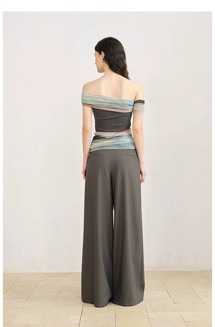 One-Shoulder Art Star Mesh Top