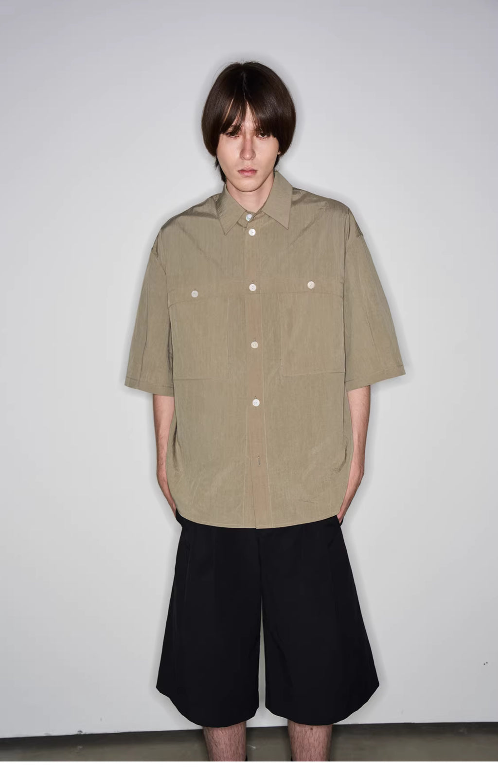 Fluid State Lapel Collar Button-Up Shirt