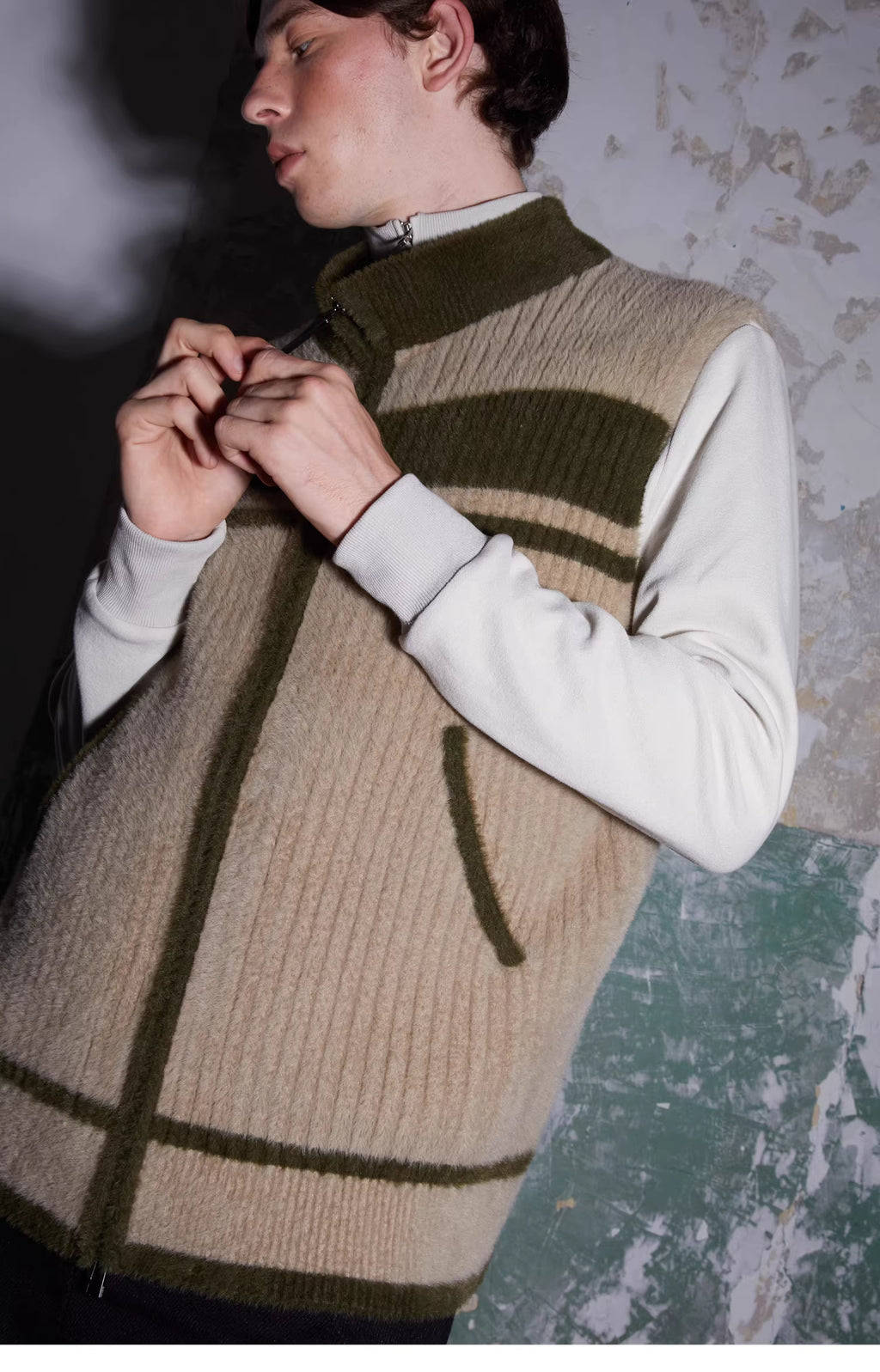 Striated Rib Knit Vest