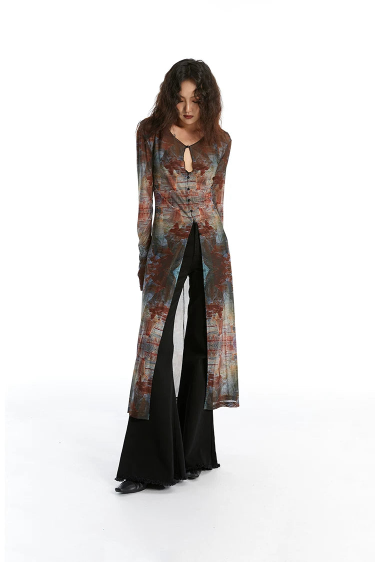 Veil Fresco Sheer Cardigan Dress