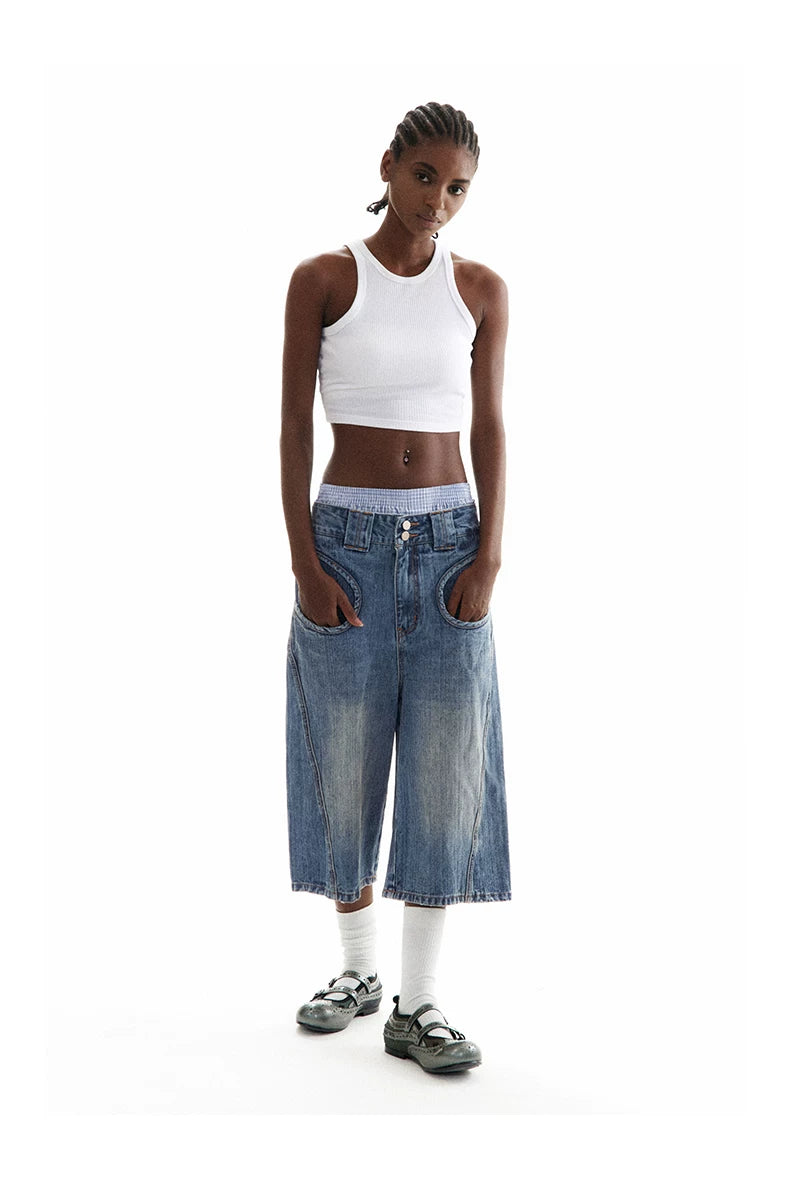 Off-Centre Wide-Leg Denim