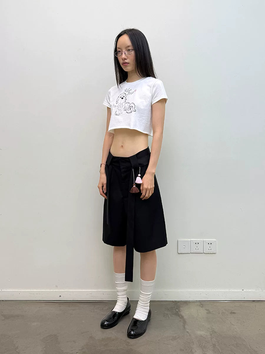 Soft Utility Wool Blend Suit Shorts