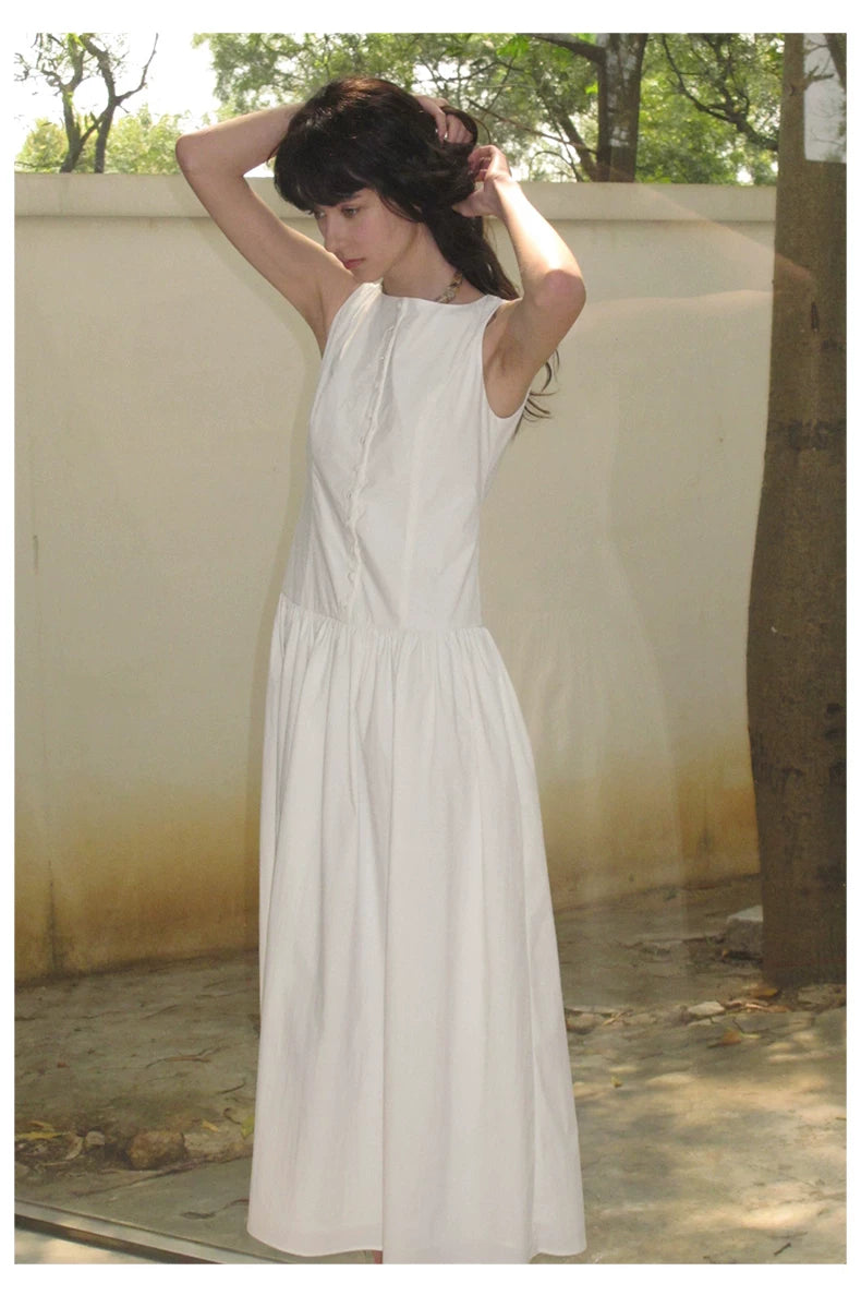 Buttonfront Gathered Maxi Dress