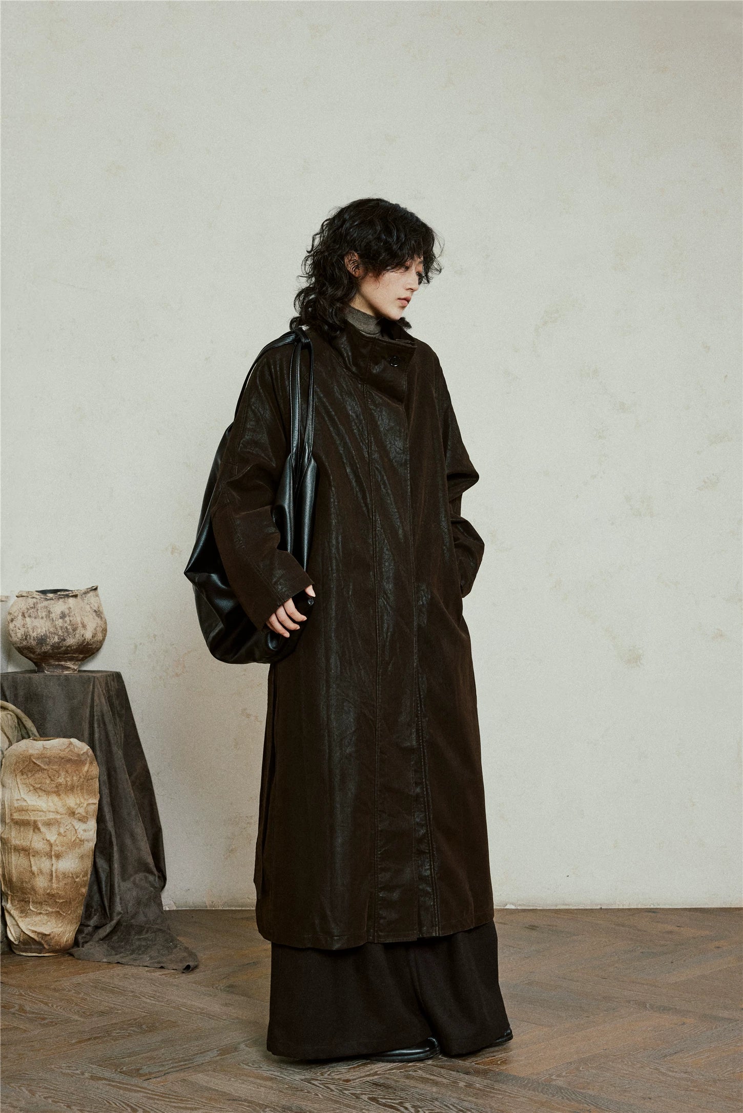 Nomad Matte Leather Trench Coat