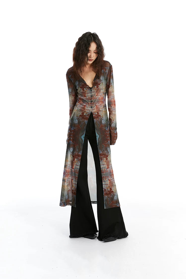 Veil Fresco Sheer Cardigan Dress