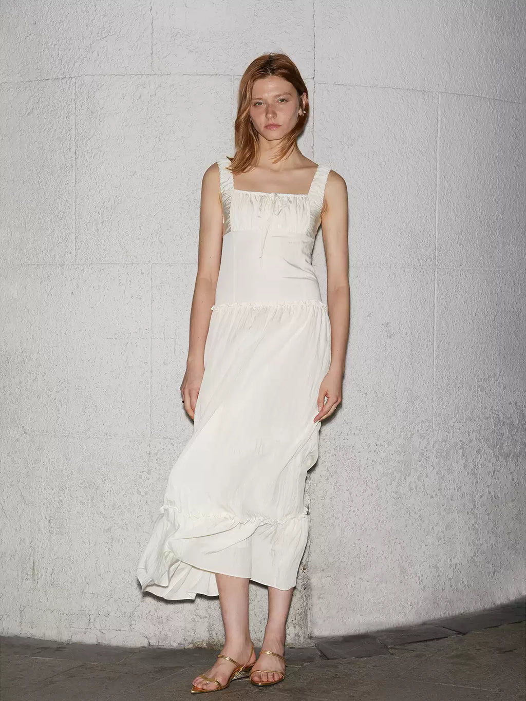 Ruched Ribbon Maxi Dress