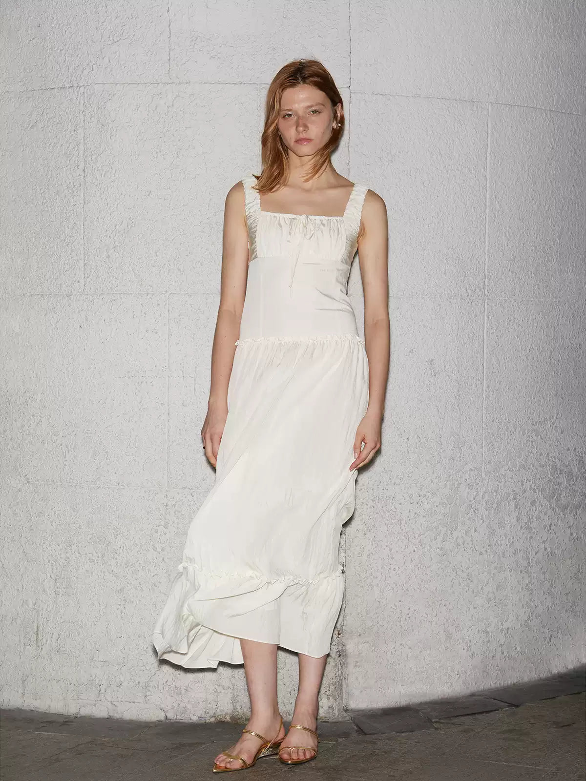 Ruched Ribbon Maxi Dress