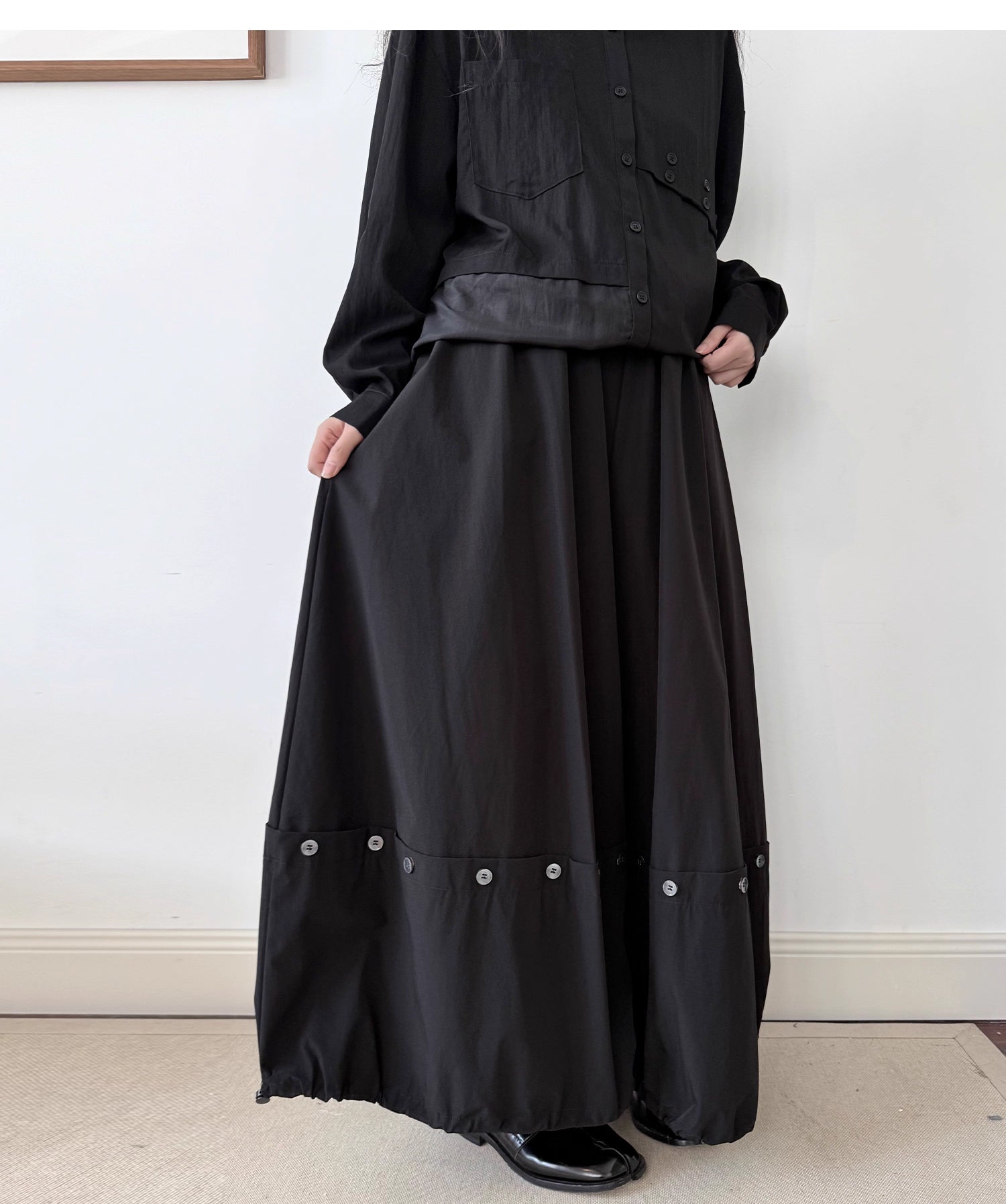 Button Detail Skirt Pants