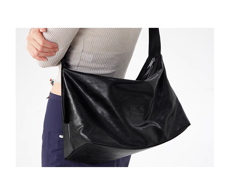 Black Leather Medium Crossbody Bag