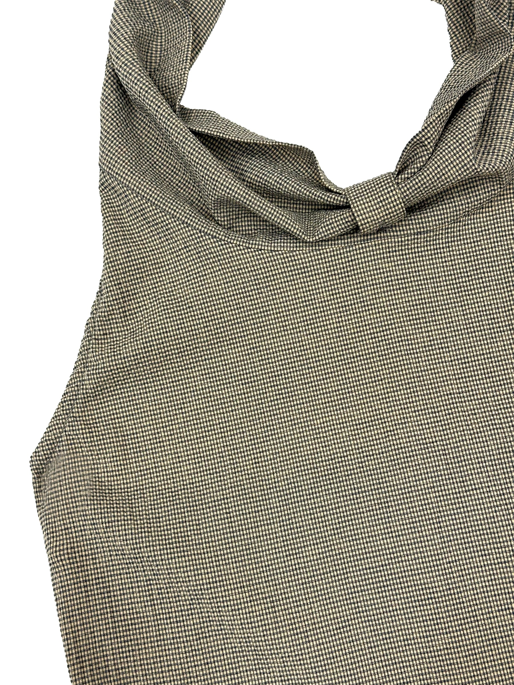 Studded Check Cowl Halter Top