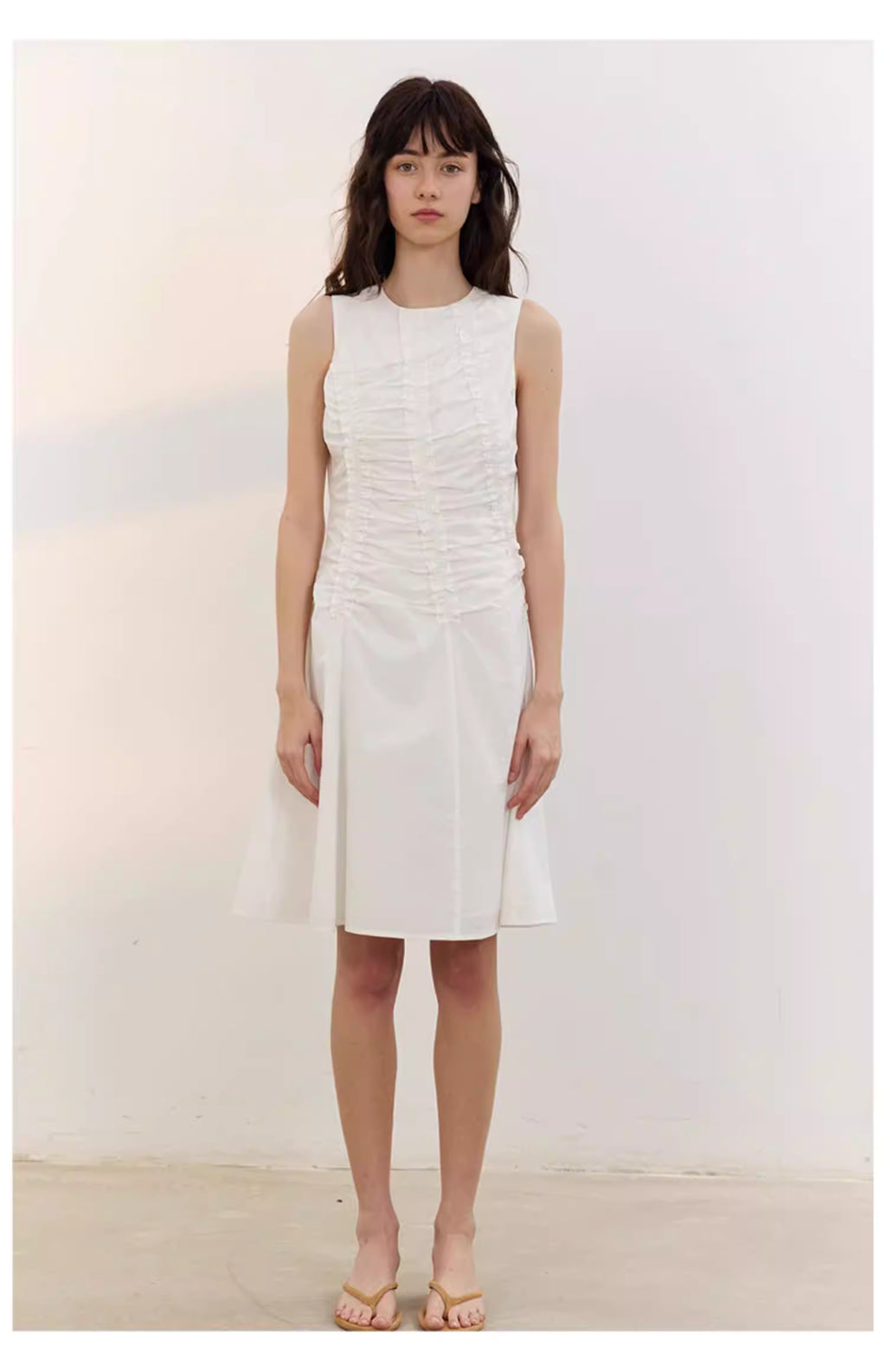 Arbour Ruched Column Dress in White or Black Ink