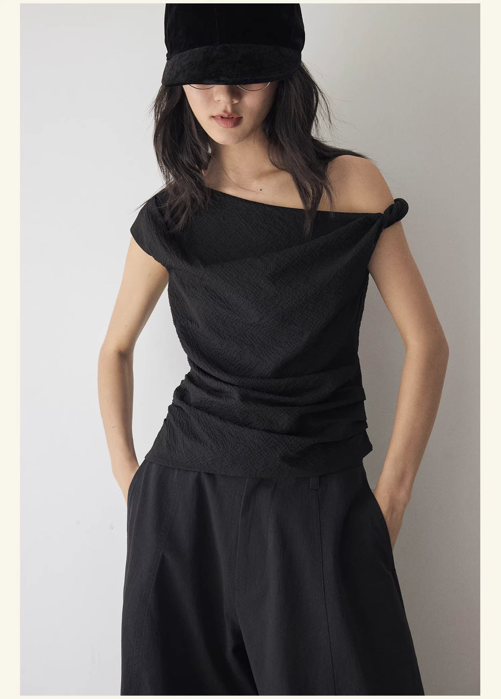 Textured Topography Off-Shoulder Top