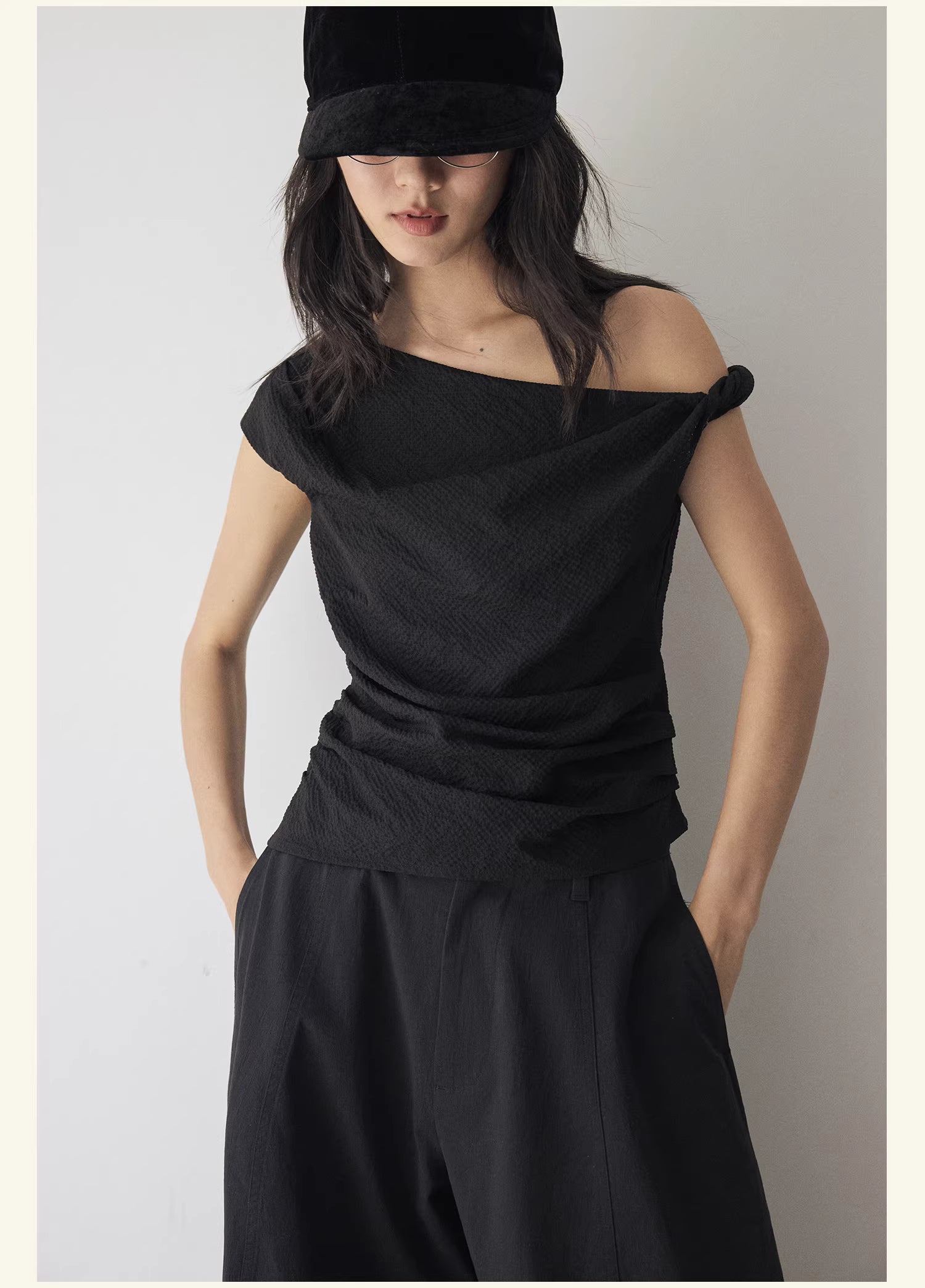 Textured Topography Off-Shoulder Top