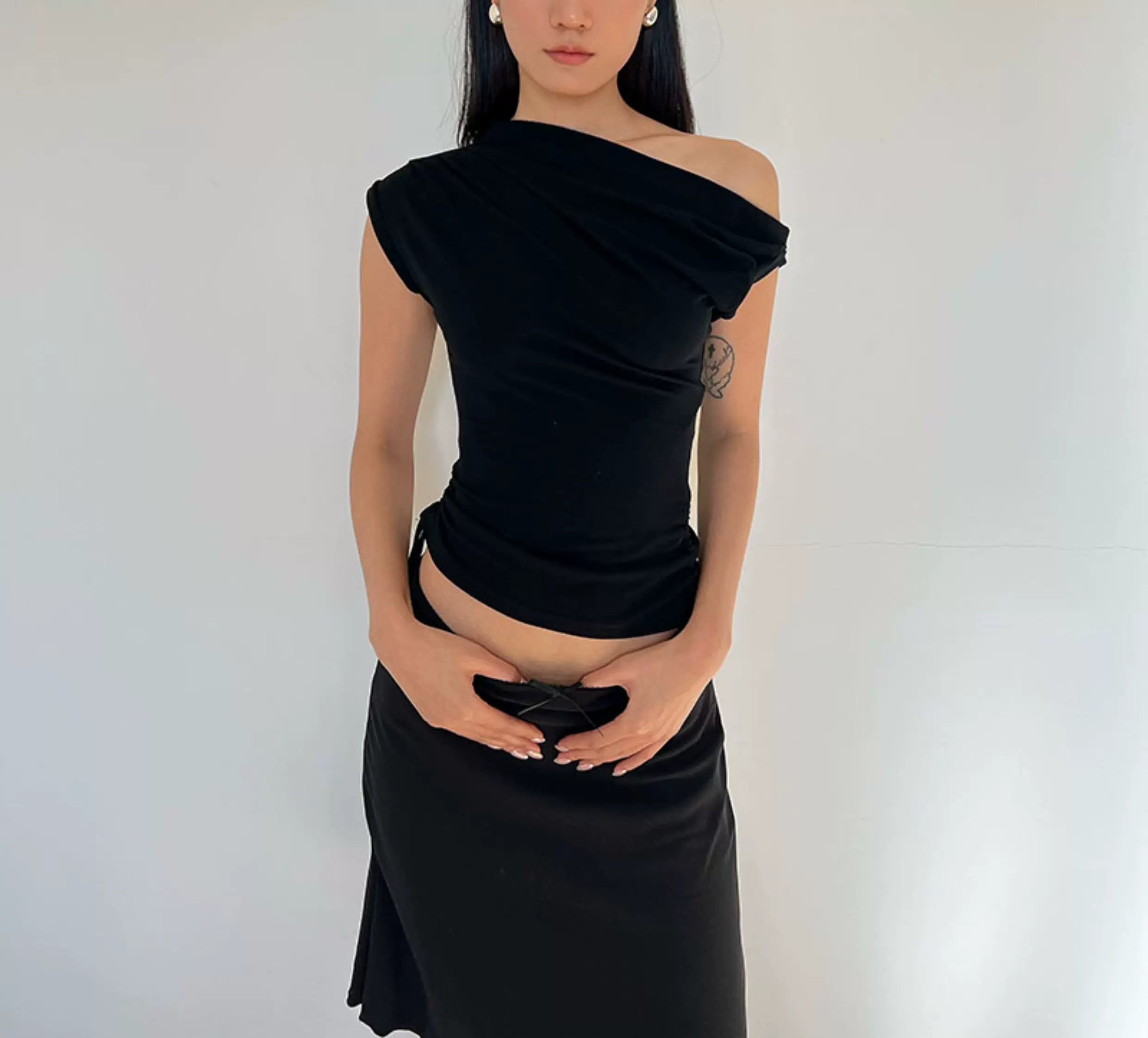 Asymmetric Drape Shoulder Top