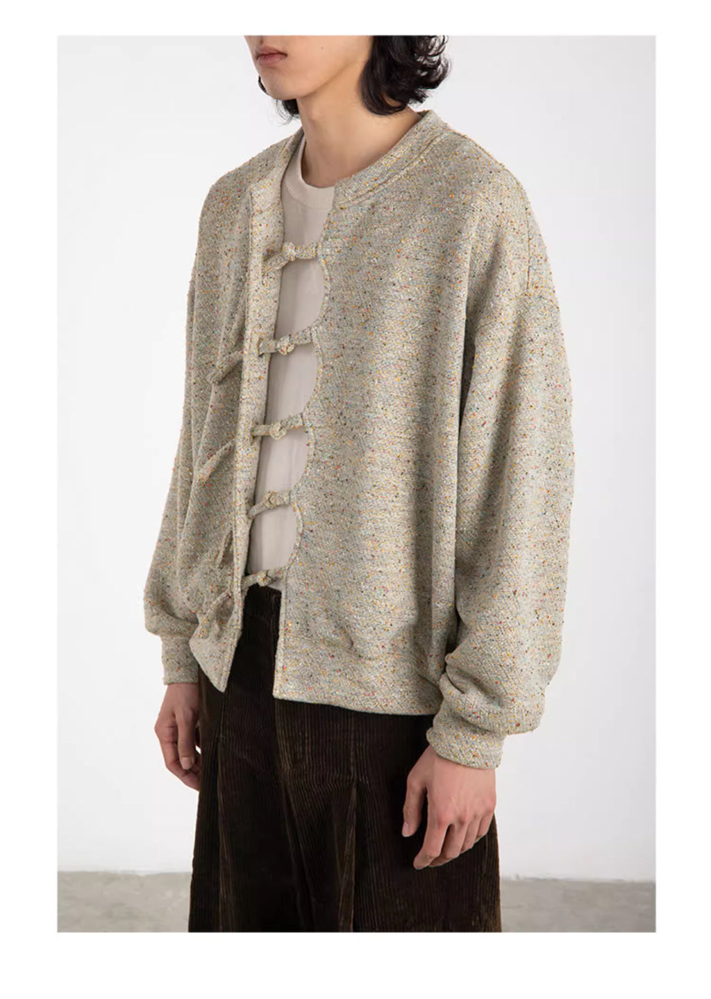 Reversible Knit Cardigan with Frog Closures