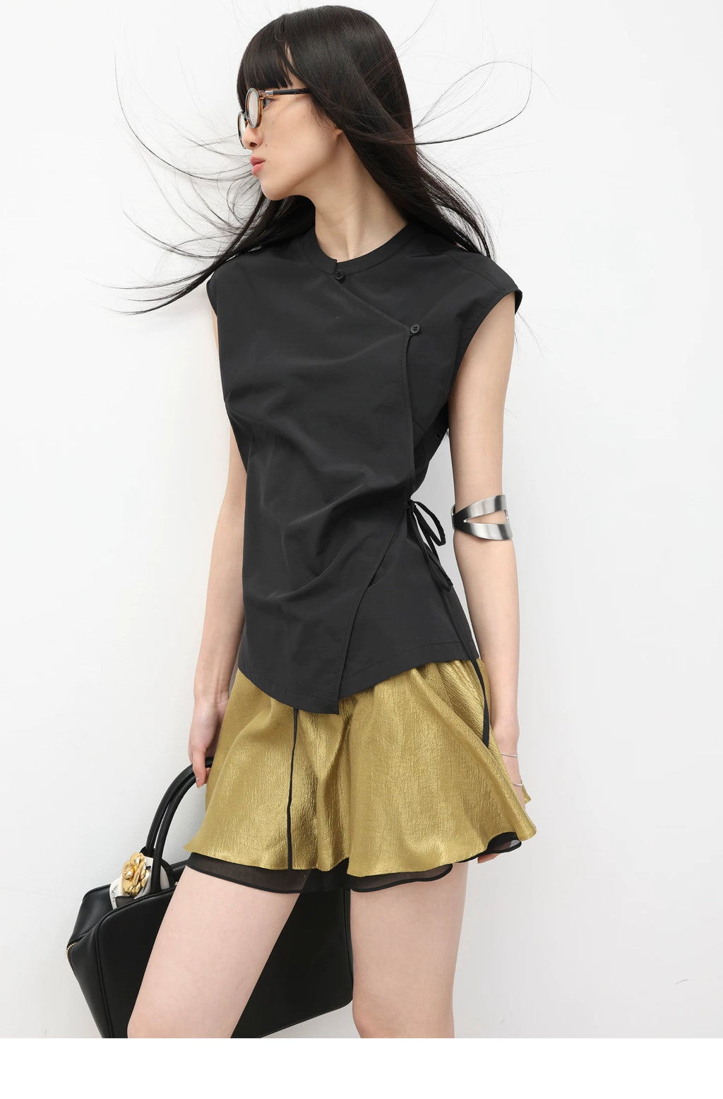 Asymmetric Wrap Sleeveless Top
