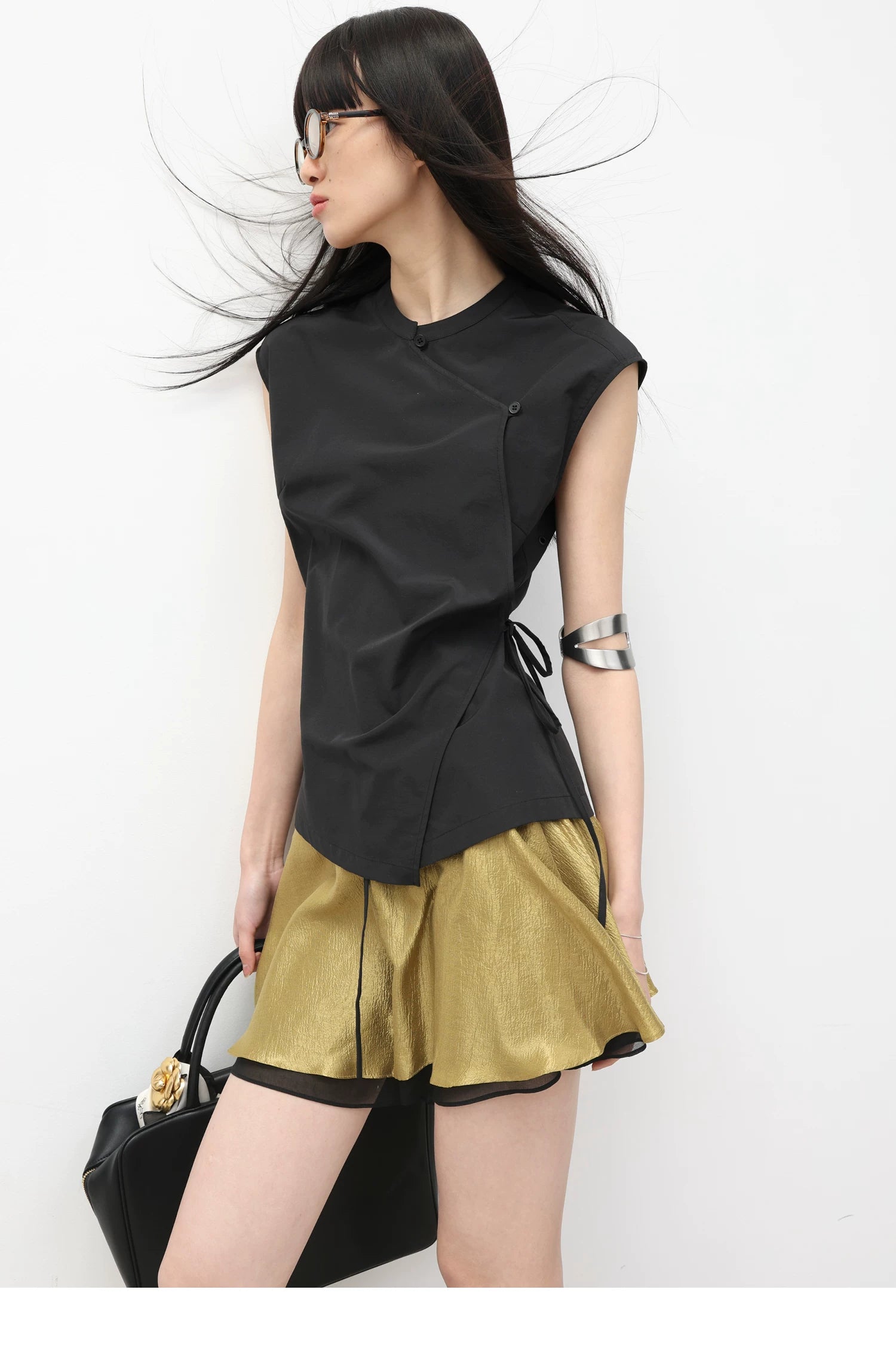 Asymmetric Wrap Sleeveless Top