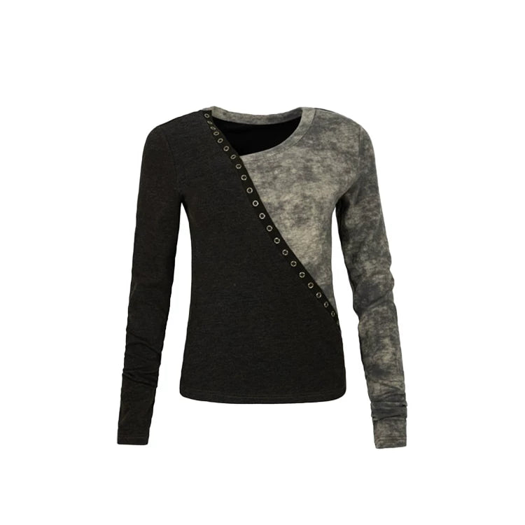 Split Wash Eyelet Long Sleeve Top