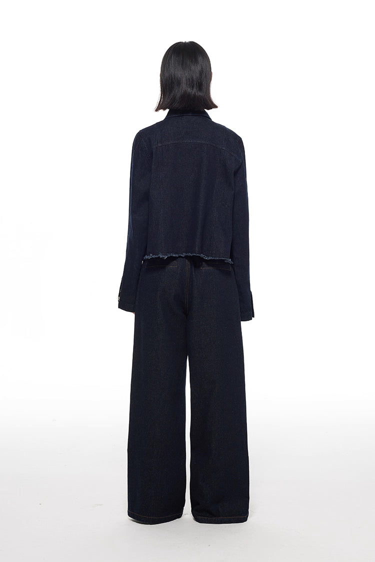 Double Zipper Distressed Denim Jacket