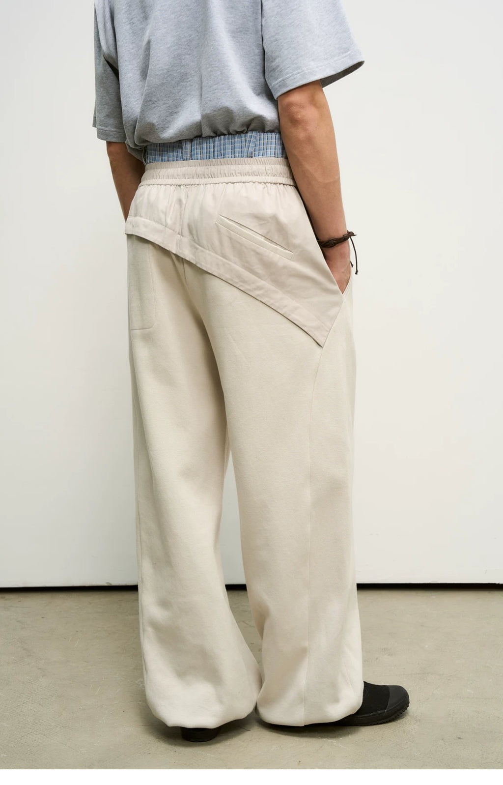 Layered Piqué Wide-Leg Trousers