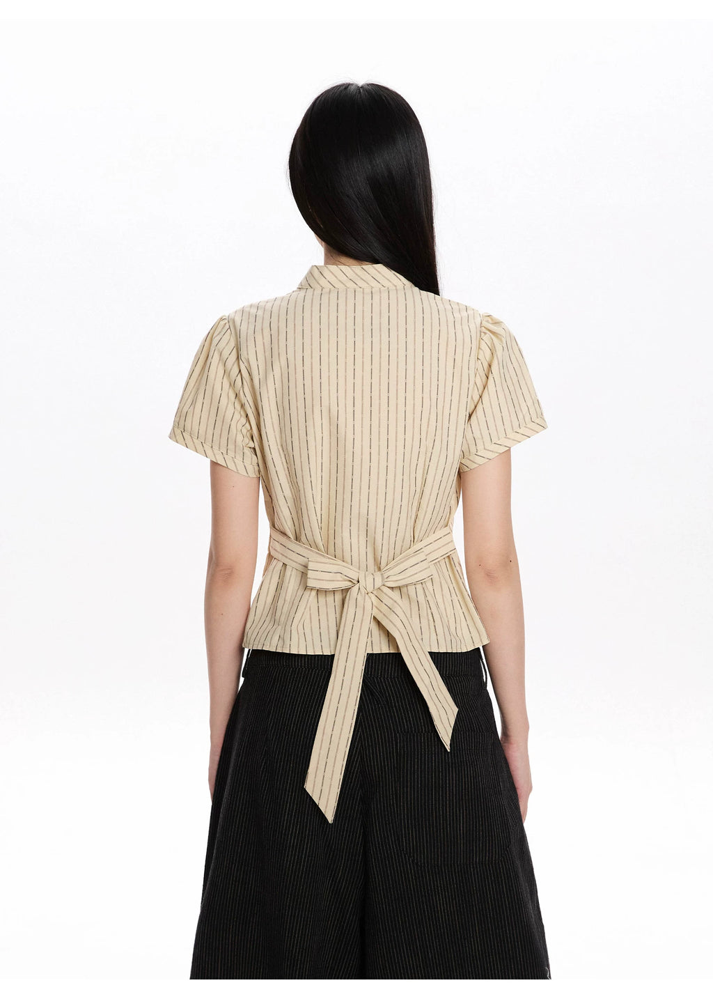 Pinstripe Tie-Back Shirt