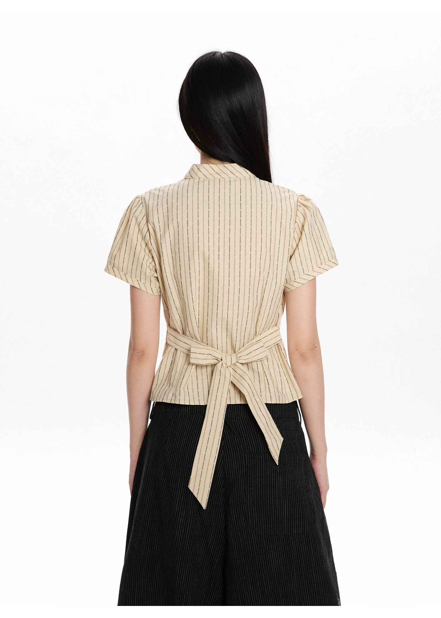 Pinstripe Tie-Back Shirt