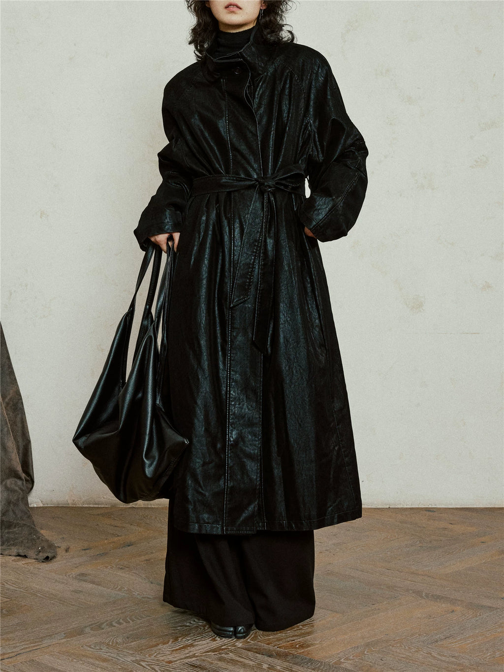 Nomad Matte Leather Trench Coat