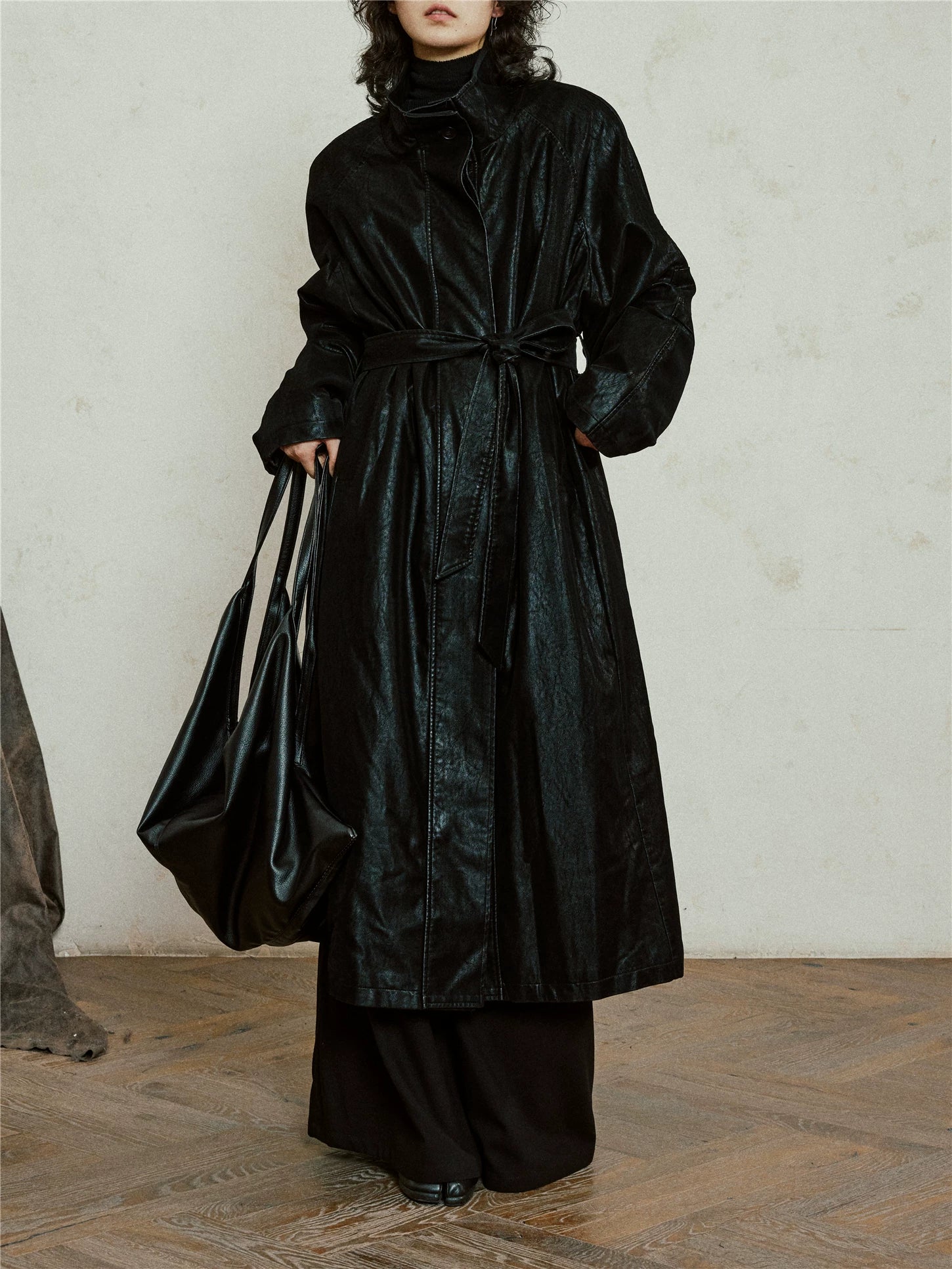 Nomad Matte Leather Trench Coat