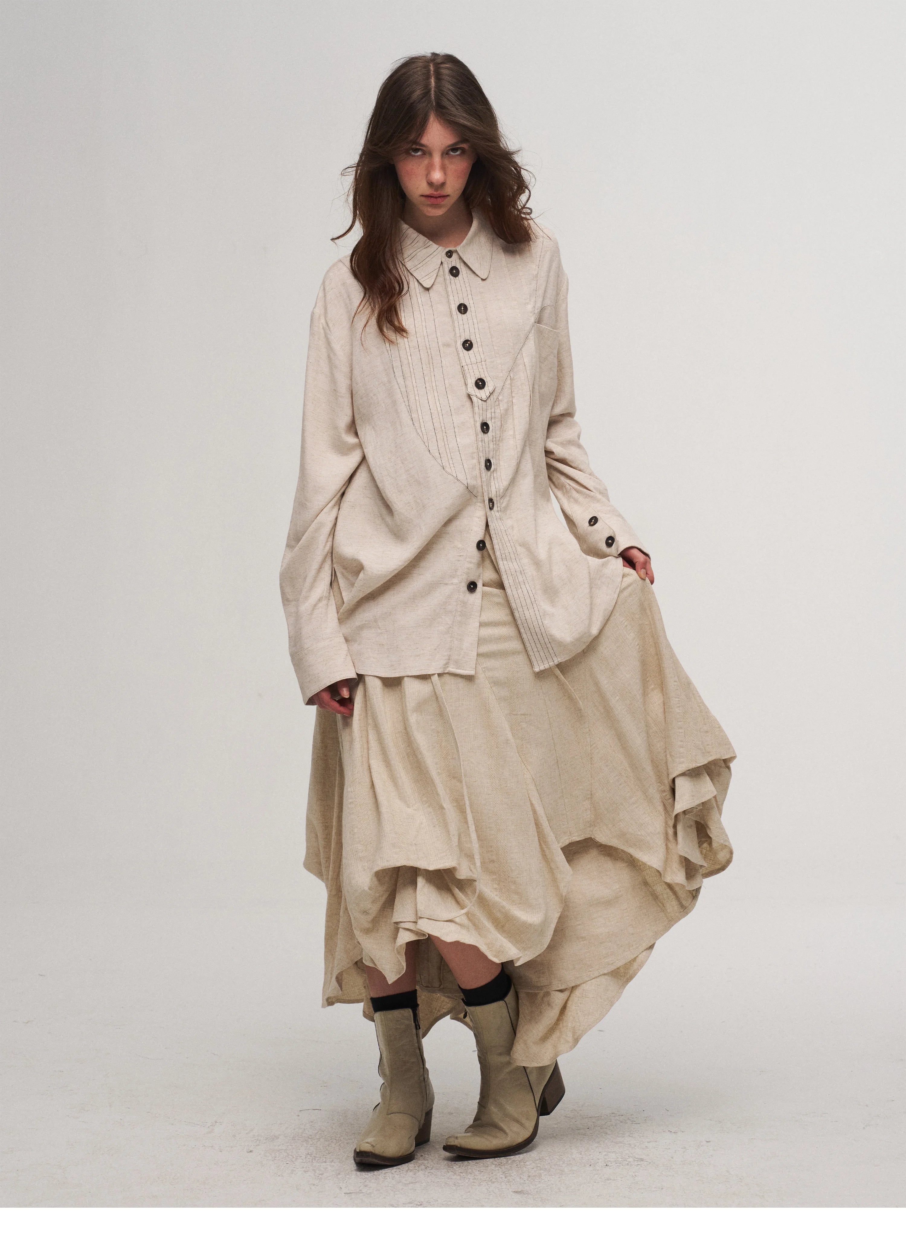 Dune Cascade Linen Skirt