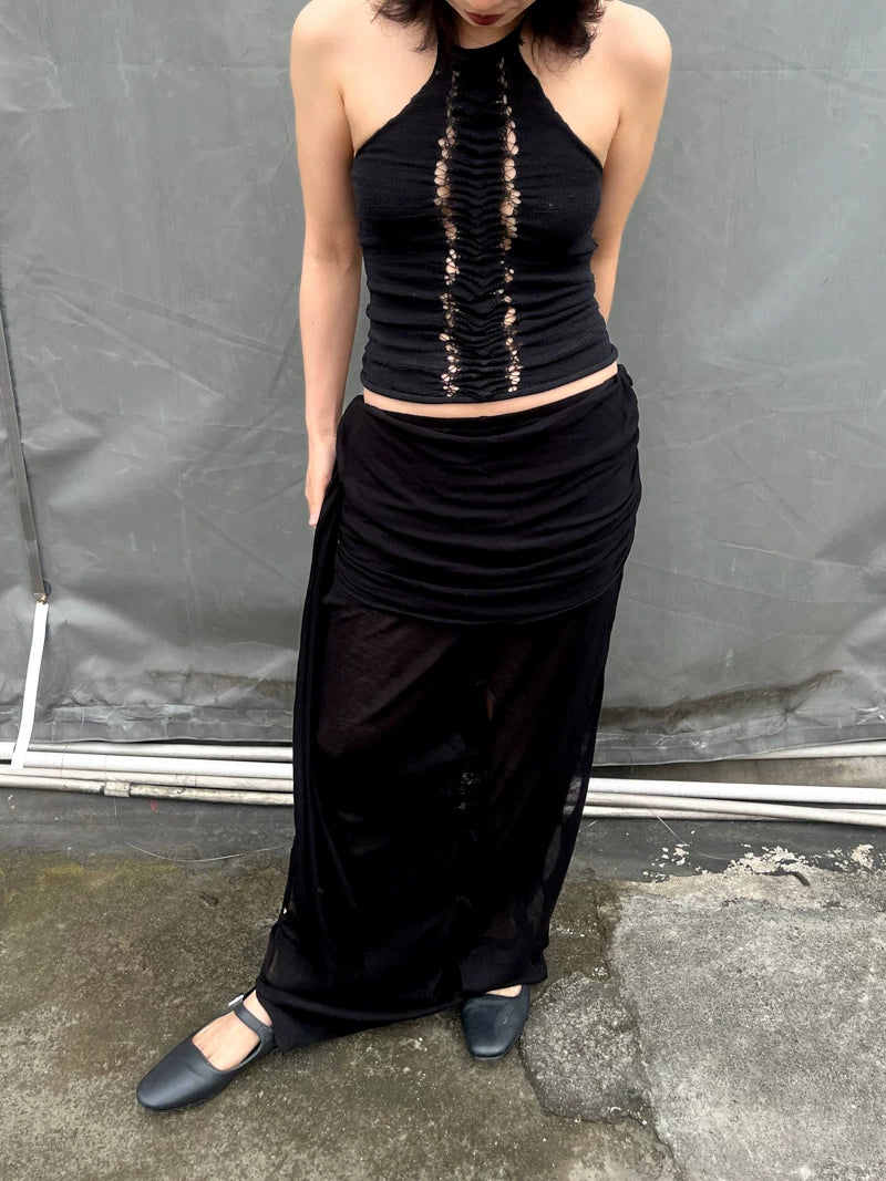 Hand-Knit Spine Halter Top