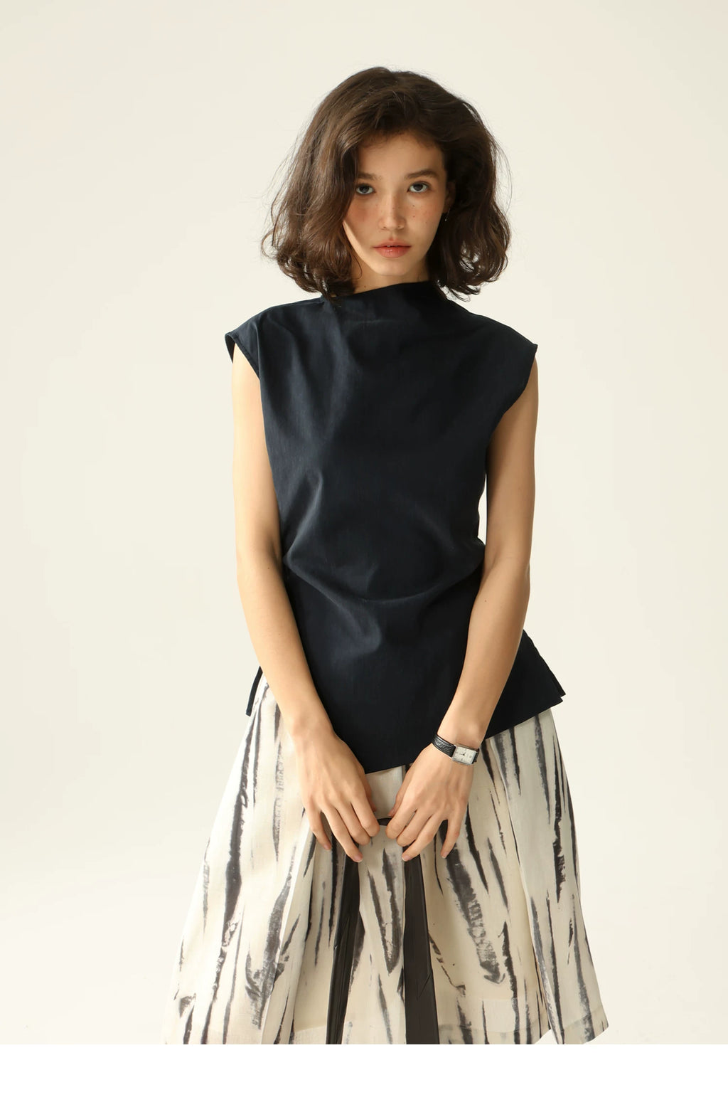 Lyocell Linen Sleeveless Top in Terracotta or Navy