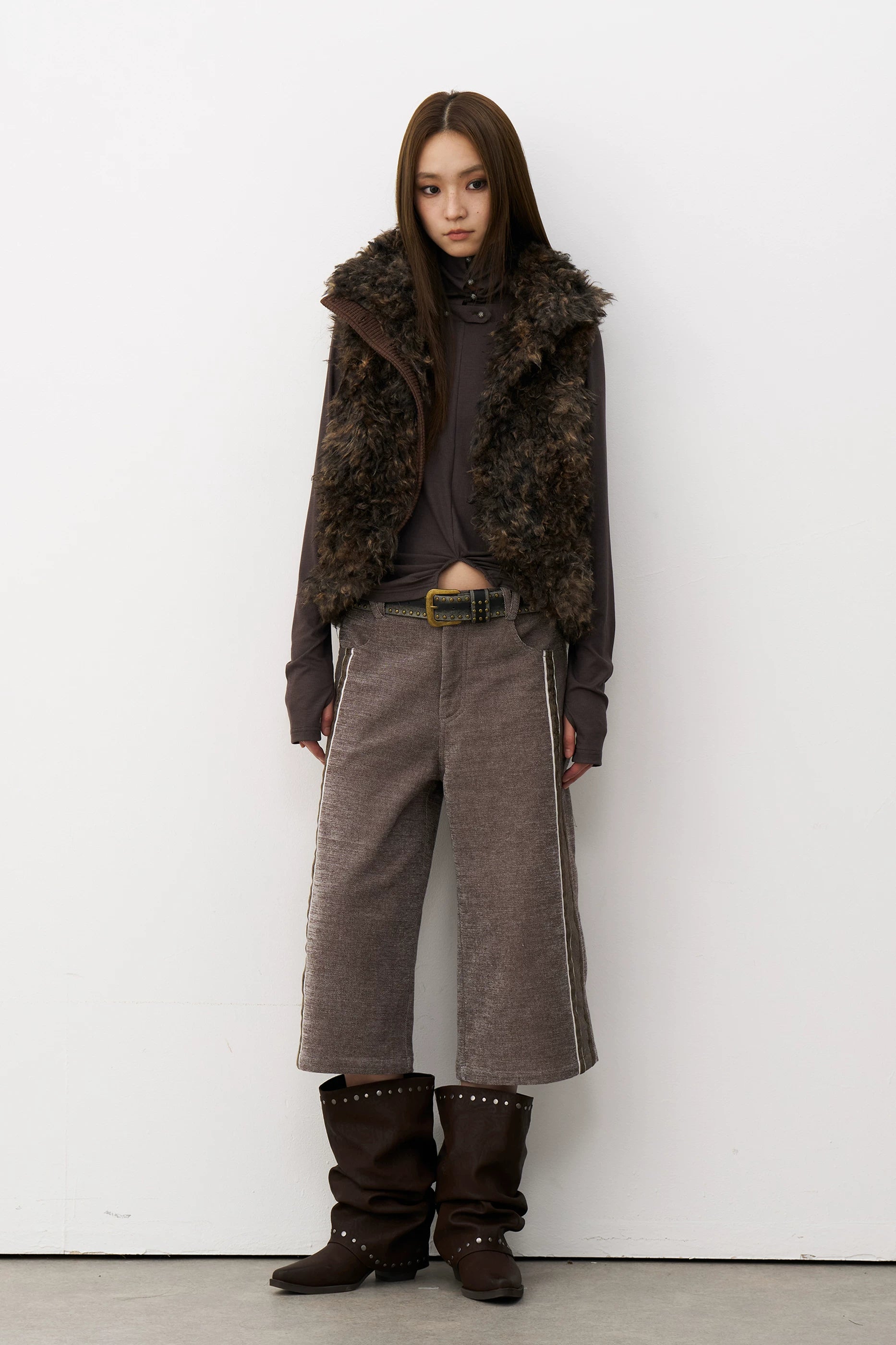 Mottled Faux Fur Vest