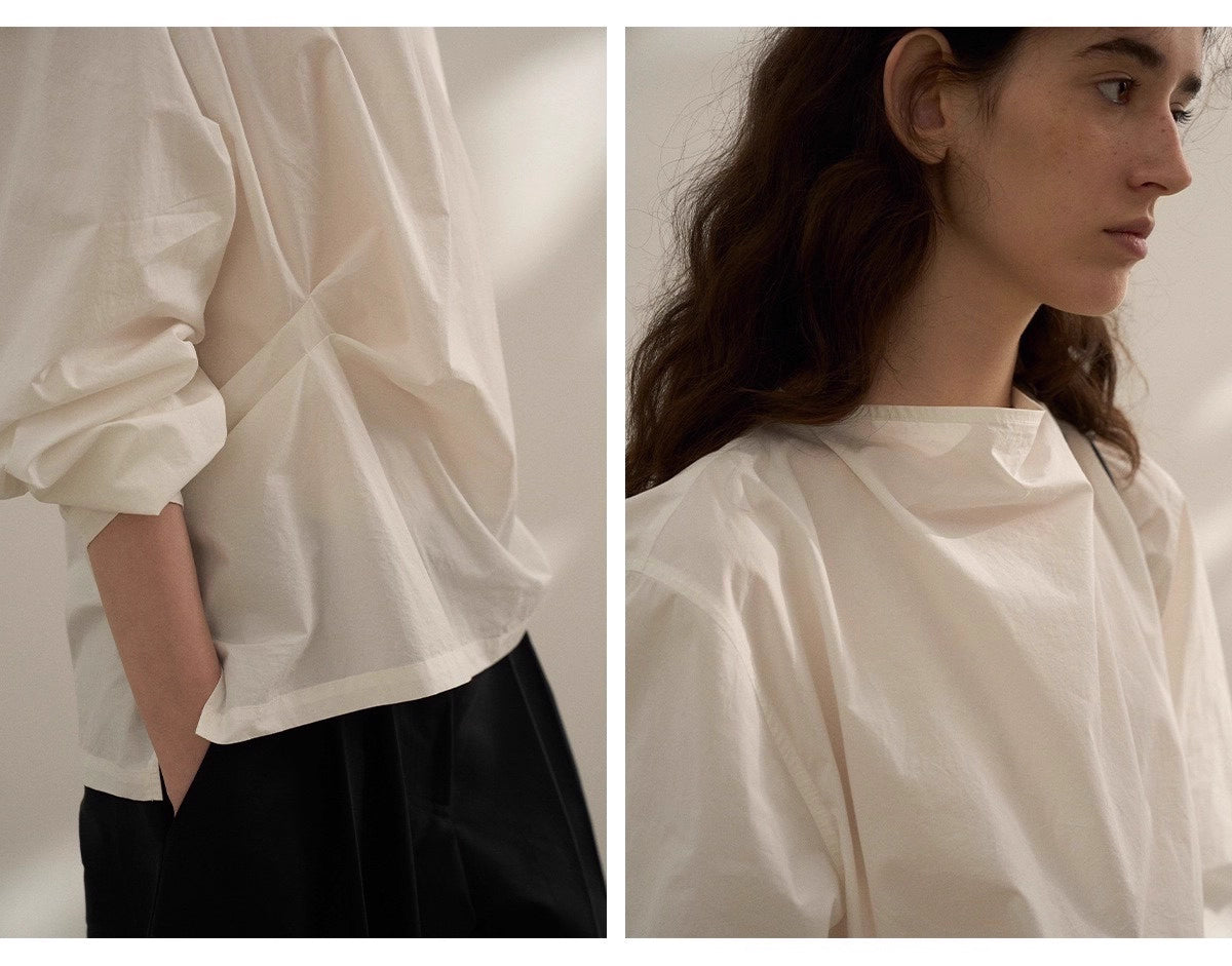 Sculptural Blouse in White or Grey Blue