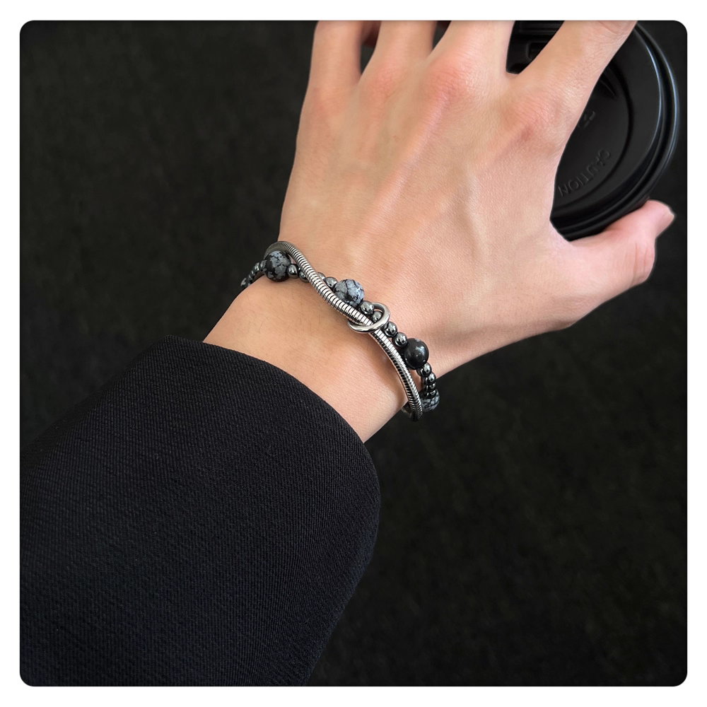 Obsidian Coil Double Wrap Bracelet