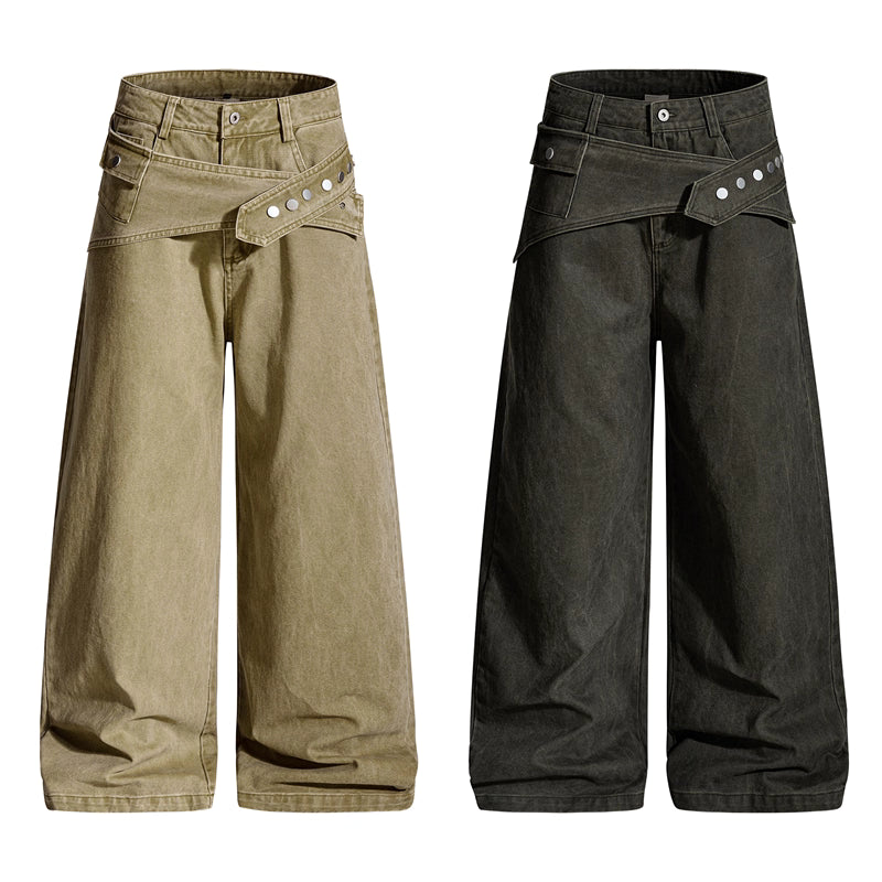 Removable Waistband Wide Leg Trousers