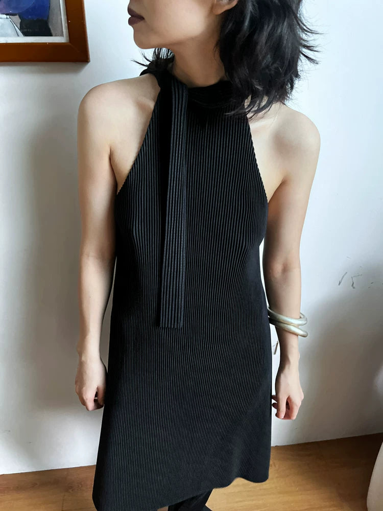Nocturne Pleat Halter Dress