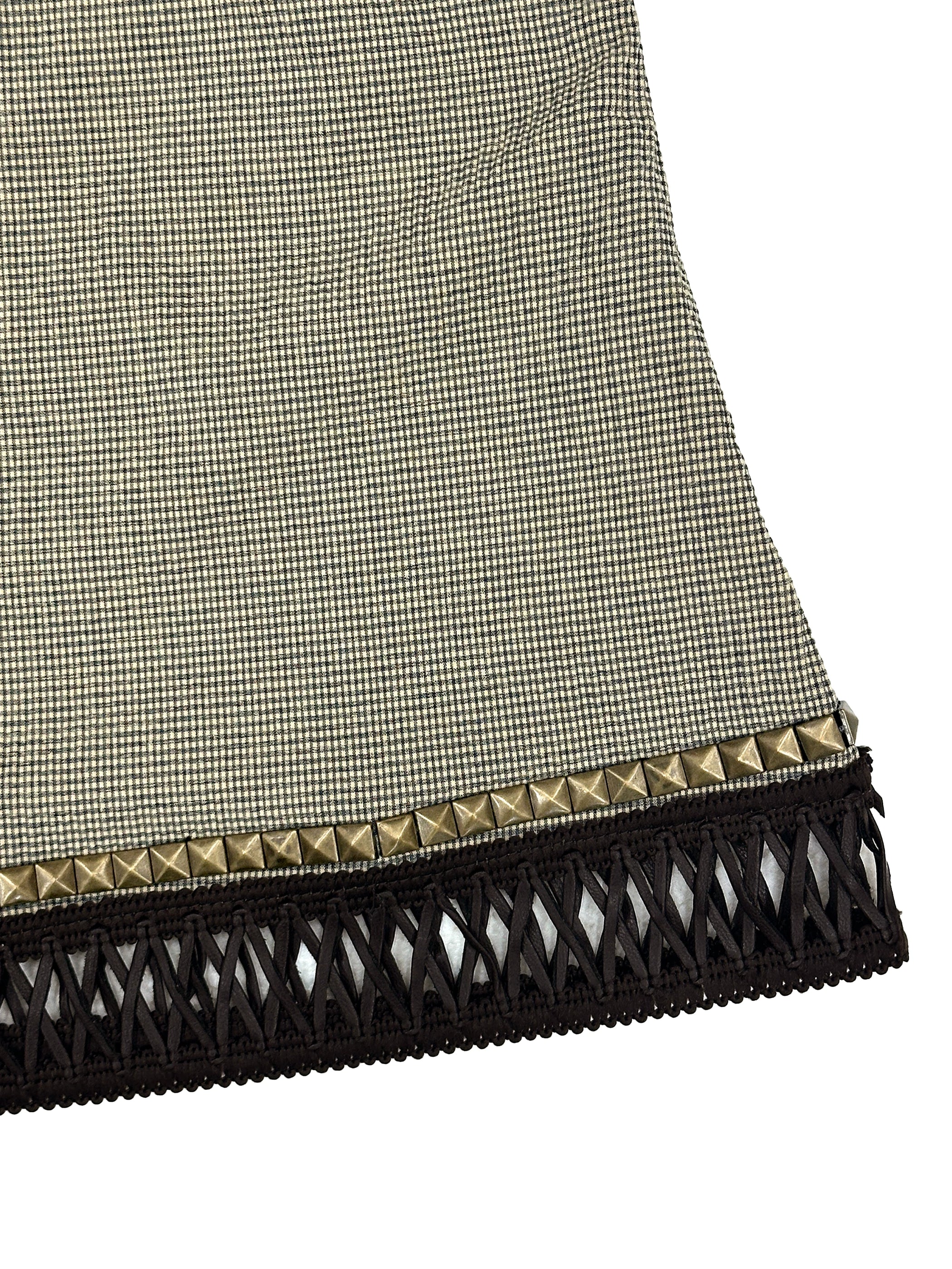 Studded Check Cowl Halter Top